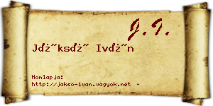 Jáksó Iván névjegykártya